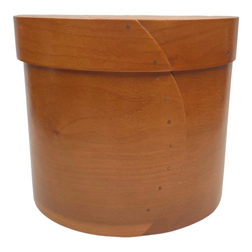 Vintage Honey Color Shaker Style Round Box with Lid